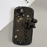 Cute Cartoon Bulldog Bracelet Clear Case for iPhone 14 13 12 series