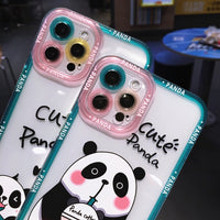 Cute Cartoon Panda Shockproof Transparent Silicone Soft Case for iPhone 14 13 12 series