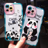 Cute Cartoon Panda Shockproof Transparent Silicone Soft Case for iPhone 14 13 12 series