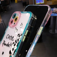 Cute Cartoon Panda Shockproof Transparent Silicone Soft Case for iPhone 14 13 12 series