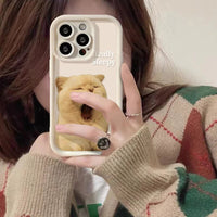 Cute Yawning Sleepy Cat Camera Lens Protector Silicone Case For iPhone 15 14 13 12 series