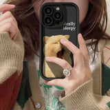 Cute Yawning Sleepy Cat Camera Lens Protector Silicone Case For iPhone 15 14 13 12 series