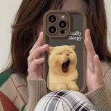 Cute Yawning Sleepy Cat Camera Lens Protector Silicone Case For iPhone 15 14 13 12 series