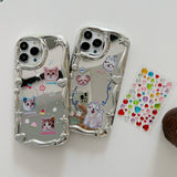 Cute Cat Stand Holder Lovely Dog Bracket Soft Plating Case For iPhone 14 13 12 series