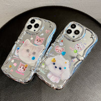 Cute Cat Stand Holder Lovely Dog Bracket Soft Plating Case For iPhone 14 13 12 series