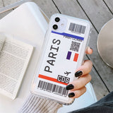 Cute Flight Ticket Letter Soft Silicone Back Cover Case For iPhone 11 Series