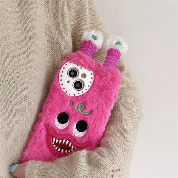 Cute Glowing Furry Monster Case for iPhone 14 13 12 series