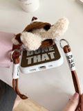 Cute Plush 3D Bear 2-in-1 Removable Silicone Case With Lanyard Strap Crossbody For iPhone 14 13 12 series