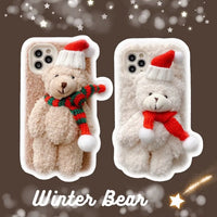 Cute Plush Christmas Bear Lens Protection Phone Case For iPhone 15 14 13 12 Series