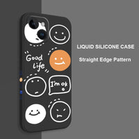 Cute Rainbow Smile Face Shockproof Soft Silicone Case For iPhone 14 13 12 series