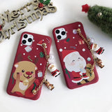 Cute Santa Claus Phone Case with Bracelet Holder Back Cover for IPhone 11 Pro MAX X XS XR XS MAX