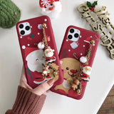 Cute Santa Claus Phone Case with Bracelet Holder Back Cover for IPhone 11 Pro MAX X XS XR XS MAX