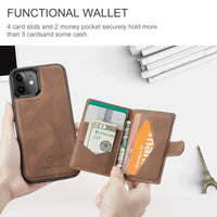 Detachable Card Slot Flip Leather Magnet Wallet Case for iPhone 15 14 13 12 series