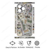 Dollars Decal Skin Back Protector Film Cover Money Design 3M Wrap Matte Stickers for iPhone 15 14 13 12 series