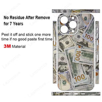 Dollars Decal Skin Back Protector Film Cover Money Design 3M Wrap Matte Stickers for iPhone 15 14 13 12 series