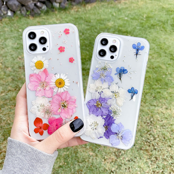 Dried Flower Beautiful Transparent Shockproof Case For iPhone 14 13 12 series