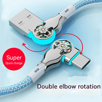 Dual-Head Rotating Cable Fast Charging Micro Type C Data Cable