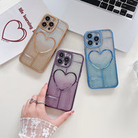 Electroplated Heart Gradient Glitter Shockproof Case For iPhone 14 13 12 series