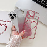 Electroplated Heart Gradient Glitter Shockproof Case For iPhone 14 13 12 series