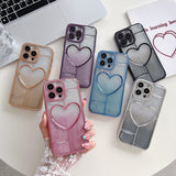 Electroplated Heart Gradient Glitter Shockproof Case For iPhone 14 13 12 series