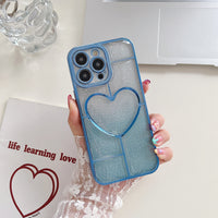 Electroplated Heart Gradient Glitter Shockproof Case For iPhone 14 13 12 series