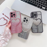 Electroplated Heart Gradient Glitter Shockproof Case For iPhone 14 13 12 series