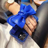 Bow Wrist Stand Diamond Leather Holder Case For iPhone 14 13 12 series