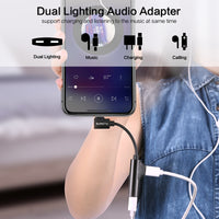 2 in 1 Charging Earphone Adapter for iPhone X 7 8 Plus