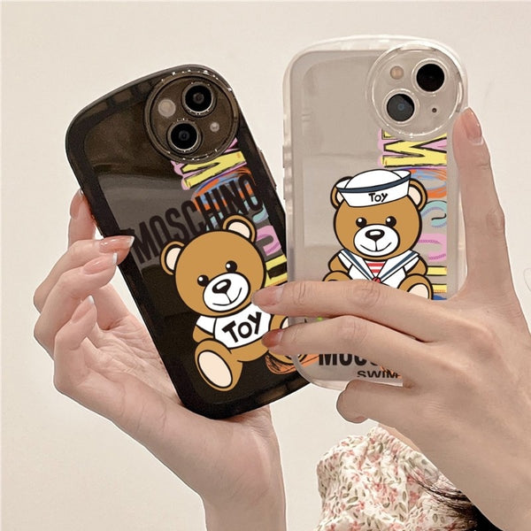 Trendy Cute Fashion Bear Silicone Case For iPhone 14 13 12 series