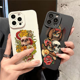 Skeleton Skull Flowers Pattern Soft Silicone Case For iPhone 14 13 12 series