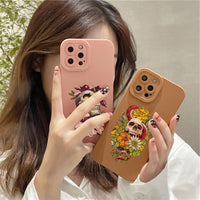 Skeleton Skull Flowers Pattern Soft Silicone Case For iPhone 14 13 12 series