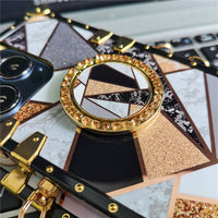 Fashion Glitter Diamond Square Lanyard Geometric Splicing Case for iPhone 14 13 12 series
