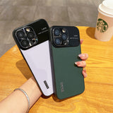 Camera Film Protector Color Block Leather Case For iPhone 14 13 12 series