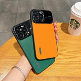 Camera Film Protector Color Block Leather Case For iPhone 14 13 12 series