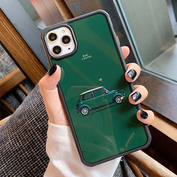 Fashion Mini Cooper Phone Case Anti Kinock Retro Emerald Back Cover for iPhone 11 Pro Max