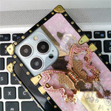 Mirror 3D Butterfly Flower Plating Soft Square Case For iPhone 14 13 12 series