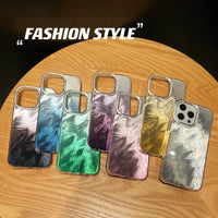 Fashion Shiny Dream Feather Pattern Shockproof Colorful Hard Case For iPhone 15 14 13 12 series