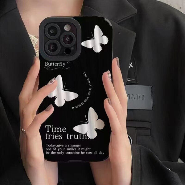 White Butterfly Shockproof Soft Case For iPhone 14 13 12 series