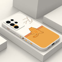 Cute Fat Orange Cat Liquid Silicone Case For Samsung Galaxy S23 S22 S21 series