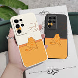 Cute Fat Orange Cat Liquid Silicone Case For Samsung Galaxy S23 S22 S21 series