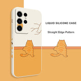 Cute Fat Orange Cat Liquid Silicone Case For Samsung Galaxy S23 S22 S21 series