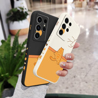 Cute Fat Orange Cat Liquid Silicone Case For Samsung Galaxy S23 S22 S21 series