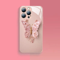 Fairy Butterfly Pattern Lady Glass Case for iPhone 15 14 13 12 series