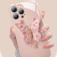 Fairy Butterfly Pattern Lady Glass Case for iPhone 15 14 13 12 series