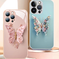 Fairy Butterfly Pattern Lady Glass Case for iPhone 15 14 13 12 series