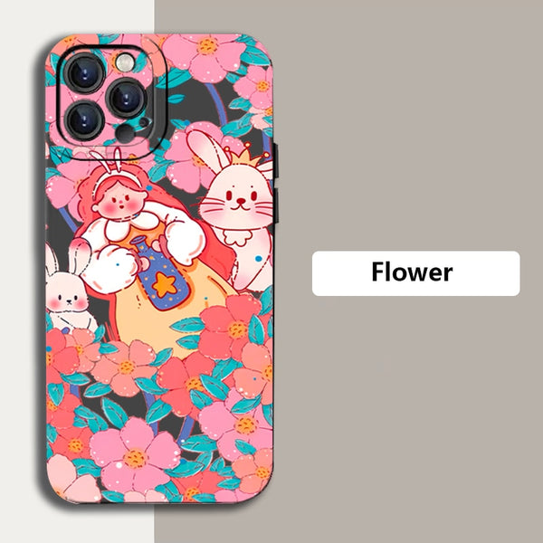 Flower Blossom Girl Shockproof Bumper Matte Silicone Case For iPhone 14 13 12 series