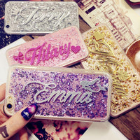 Cute Exclusive Customize Name Personal Glitter soft phone case For 5s SE 6s 7 8 X