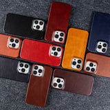 Oil Wax Leather Case For iPhone 14 13 12 series