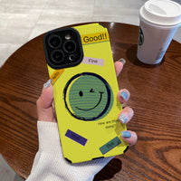 Cool Smiling Face Yellow Slogan Soft TPU Case For iPhone 14 13 12 series