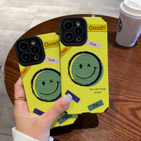 Cool Smiling Face Yellow Slogan Soft TPU Case For iPhone 14 13 12 series